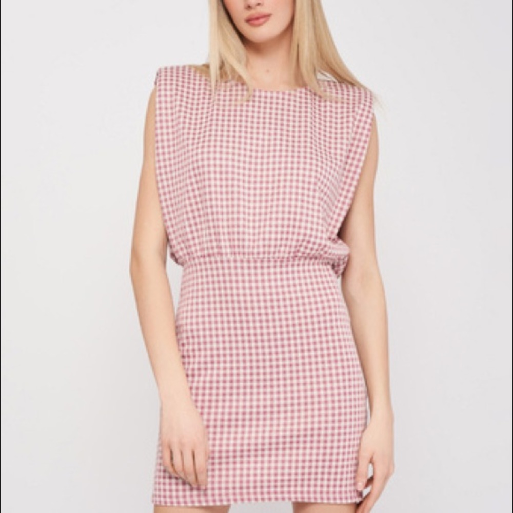 Zara Pink Gingham Mini Dress - Small